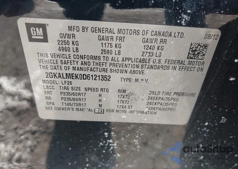 2013 GMC Terrain Sle-1 from USA, damaged, VIN 2GKALMEK0D6121352